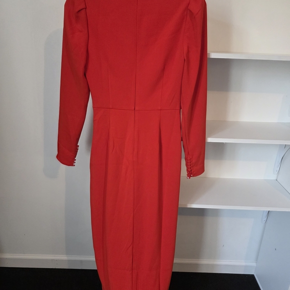 Self-Portrait Red Crepe Midi Dress - Picture 4 of 6